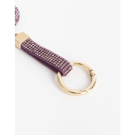 Llavero Y Bag Charm Corazón Strass Violeta Lila