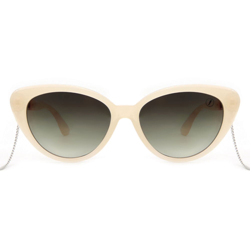 Lentes De Sol Bambu E Madeira Cat - Unisex Gradiente Verde/Blanco