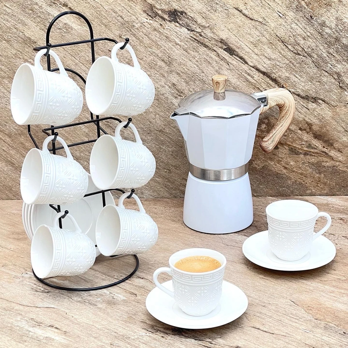 Juego De Café Con Soporte y Platillos 13 Piezas 90ML 