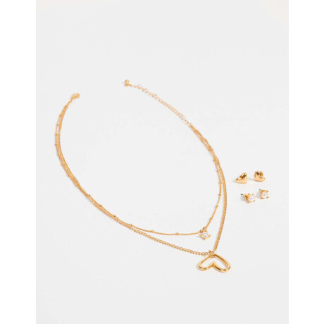 Bijou Set Con Corazón Bañado En Oro Dorado