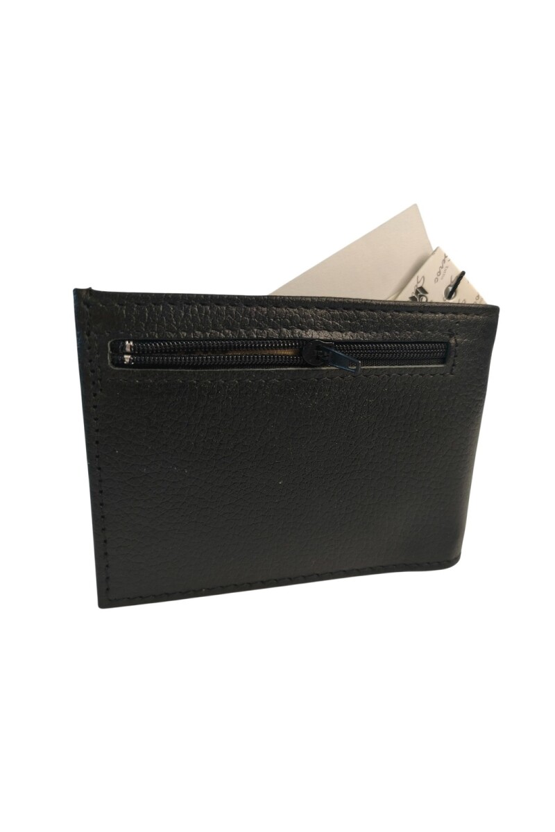 Billetera de cuero con cierre Negro