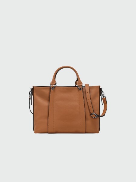 Longchamp -Cartera de cuero con correa extraible, Le pliage 3D Camel