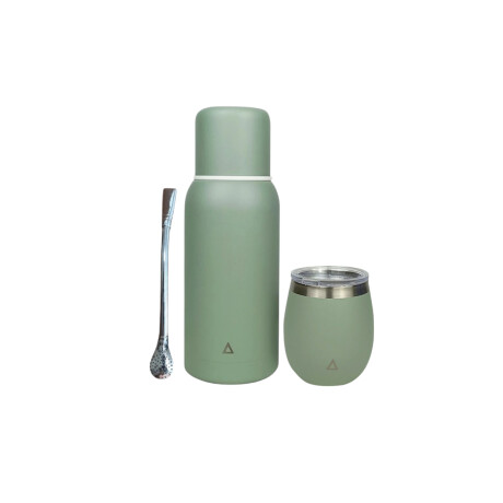 Kit matero verde, termo 750ml, mate y bombilla acero Sc