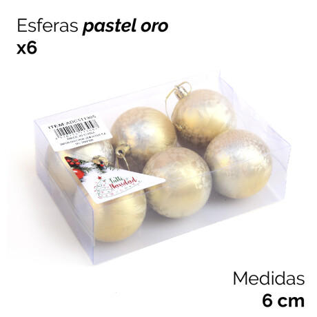 Esferas Color Pastel Oro X6 Unidades 6cm Esferas Color Pastel Oro X6 Unidades 6cm