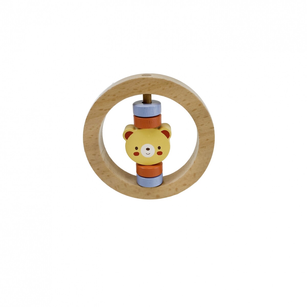 Sonajero circular de madera diseño oso 