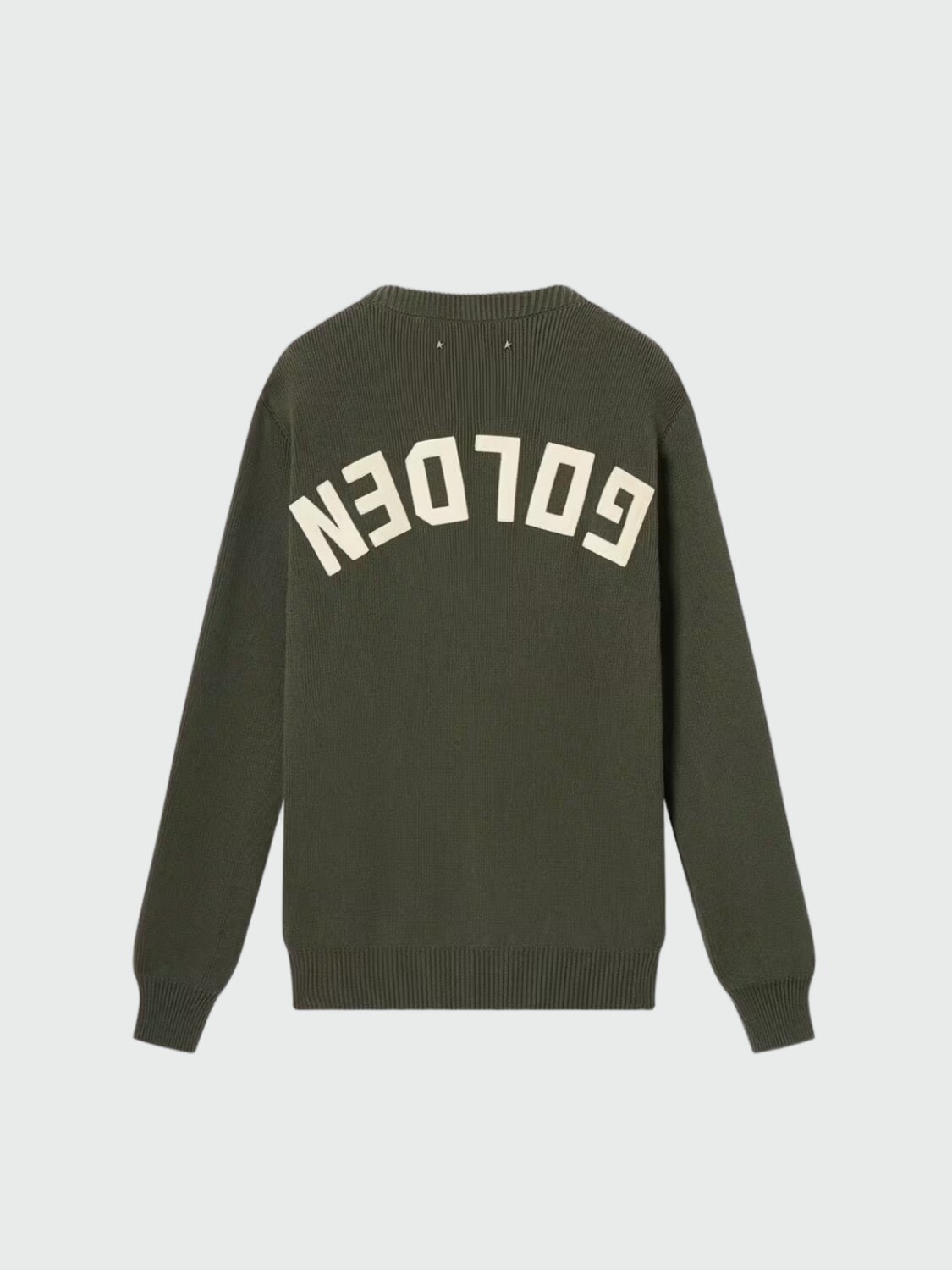 Golden Goose sweater de punto cuello redondo en algodón orgánico con logo Marrón