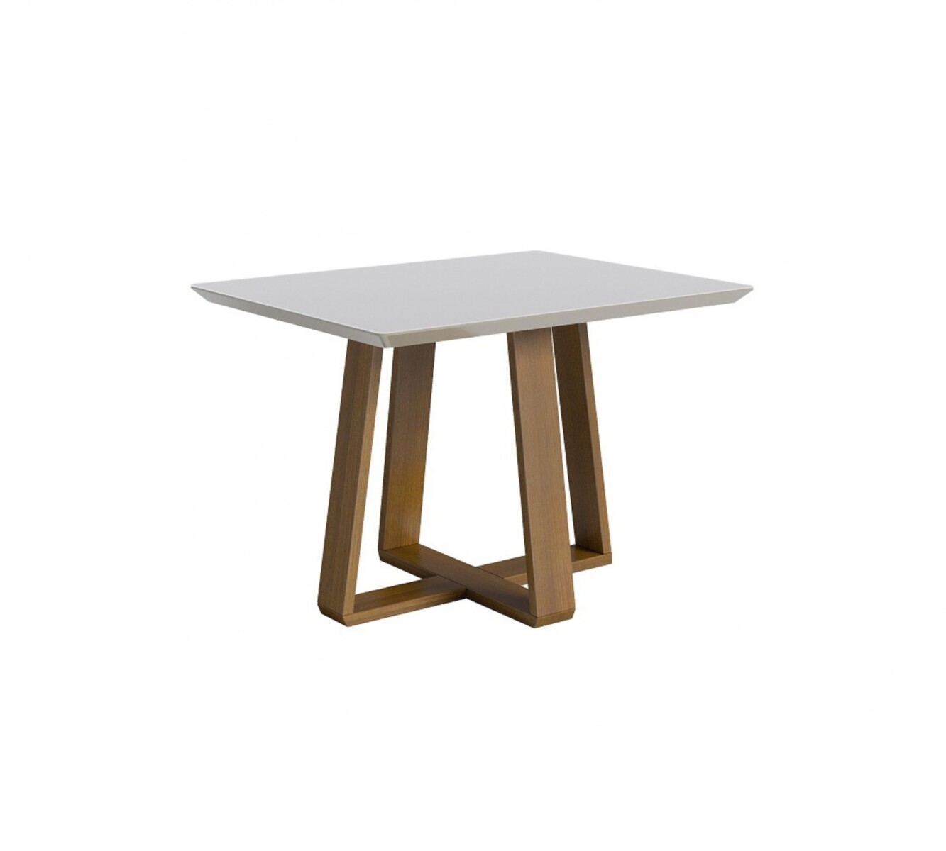 Mesa de Comedor Wood 1.2 Línea Manhattan - Vidrio - Blanco/Natural 