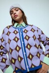 Cardigan geométrico violeta