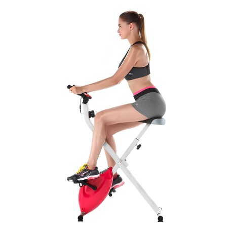 Bicicleta Fija Ergométrica Plegable Altura Ajustable Rojo