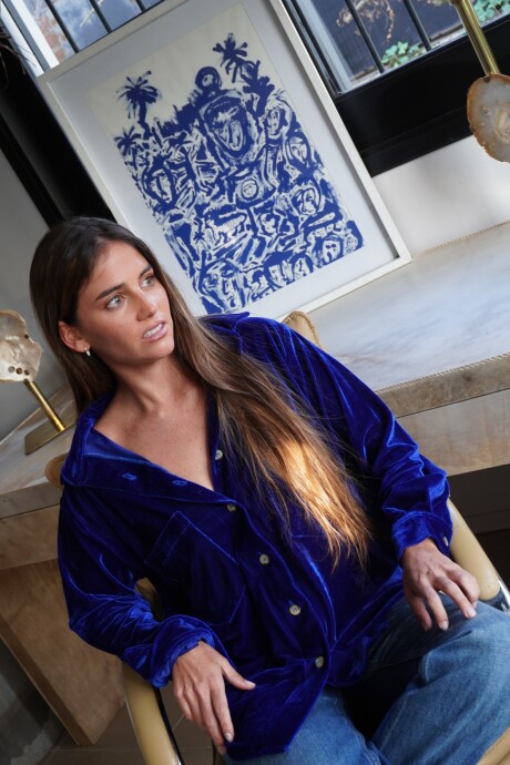 Velvet Shirt con Puño Azul Francia