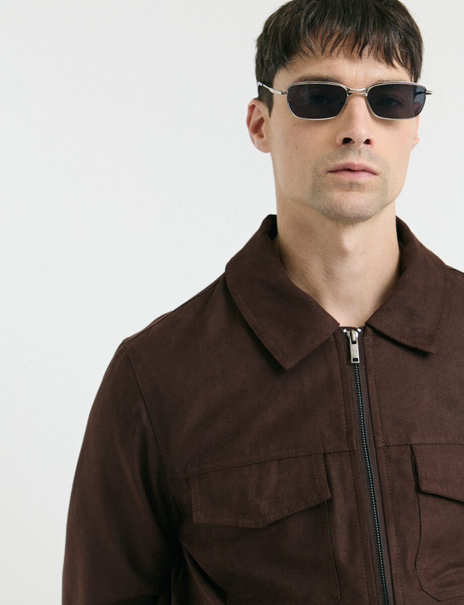 300711 CAMPERA HARRINGTON LABEL Marron Oscuro