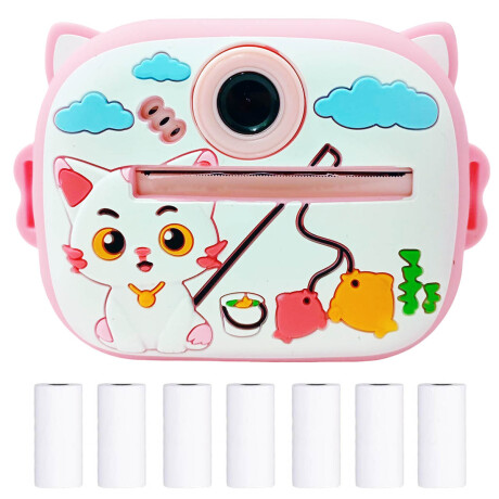 Cámara De Fotos Niño Impresora Instantánea + 6 rollos Rosa