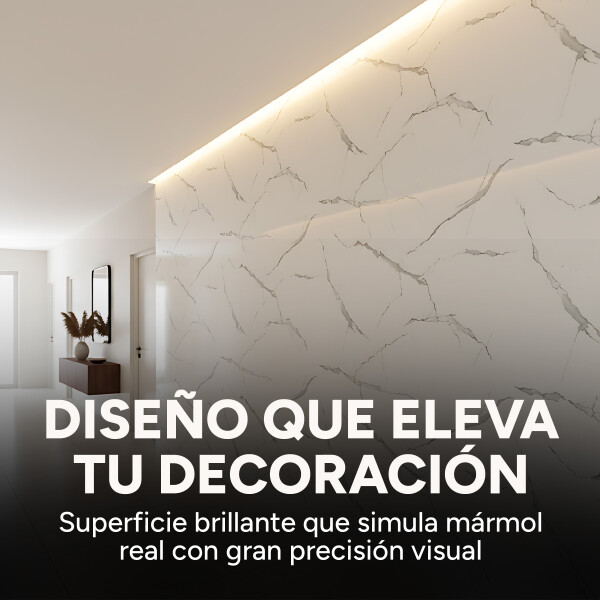 Placa PVC Símil Mármol 2,44x1,22m 3mm Pack X3 Mármol Blanco Gris Claro 1