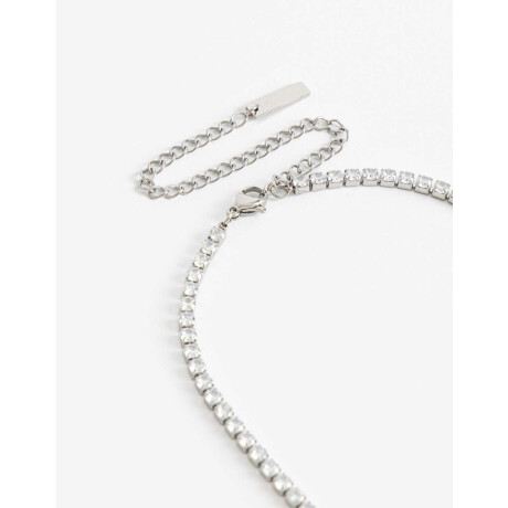 Collar Tennis De Acero Con Cubic Plateado