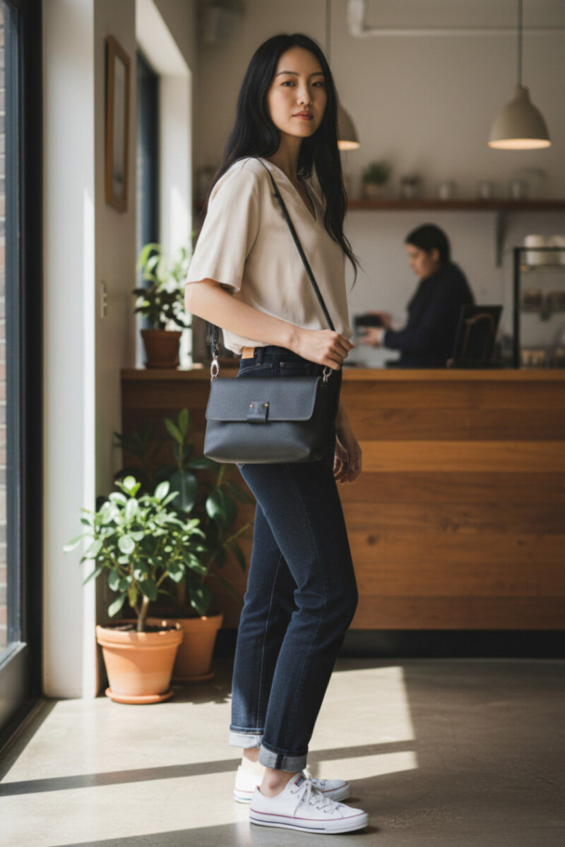 Morral con solapa chico Negro