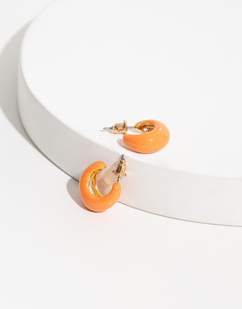 Aros Argollas Color Argollas Esmaltadas - Naranja Claro