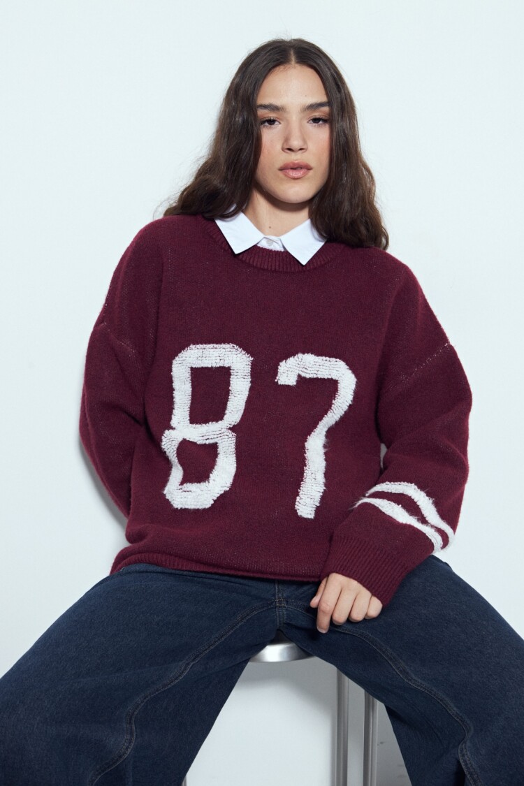 SWEATER VARSY Bordó Merlot