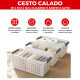 Cesto Organizador calado con asas 29 x 13.5 x 12.5 cm BLANCO