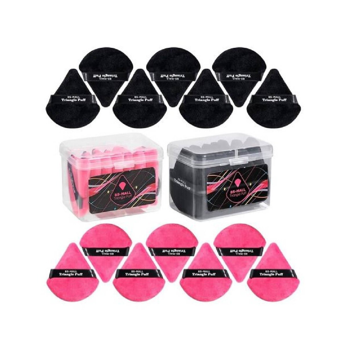 Set de 14 esponjas BS-Mall para base Triangle Puff con estuche colores surtidos 