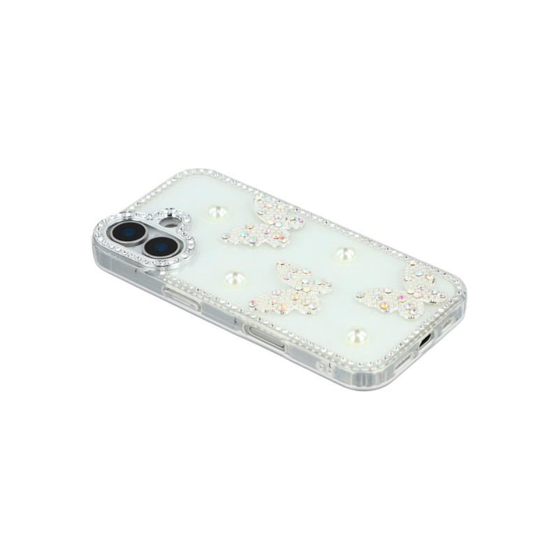 Protector para iPhone 17 diseño mariposas color blanco Protector Para Iphone 17 Diseño Mariposas Color Blanco