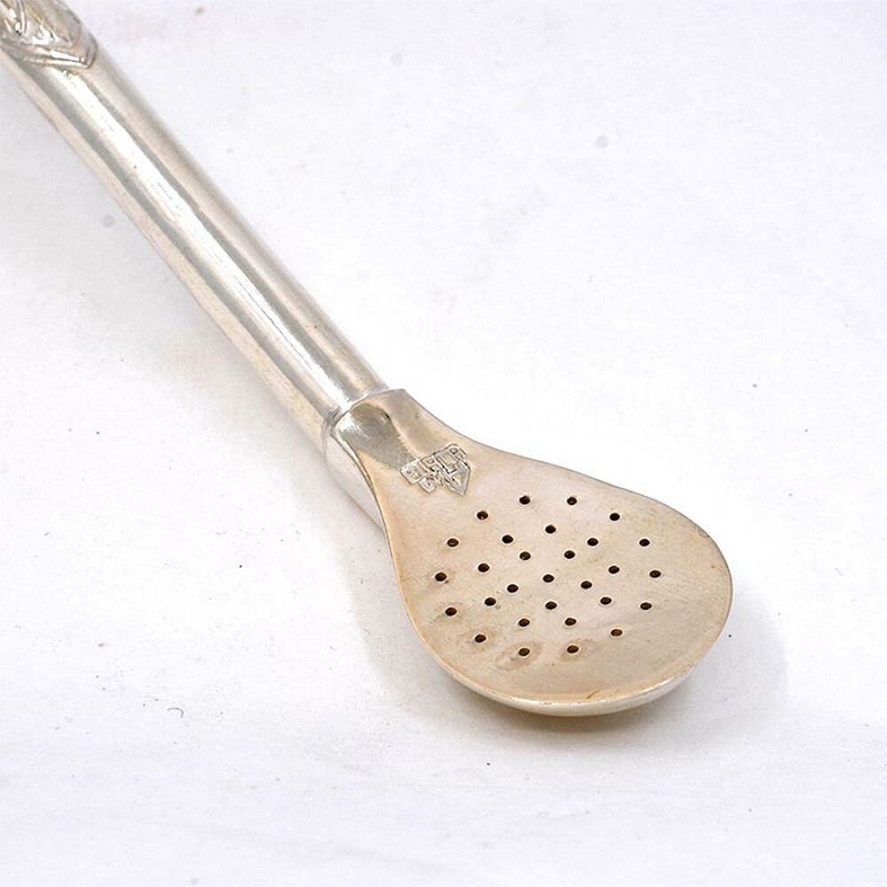 Bombilla en plata y oro gruesa con aplique para grabado Bombilla en plata y oro gruesa con aplique para grabado