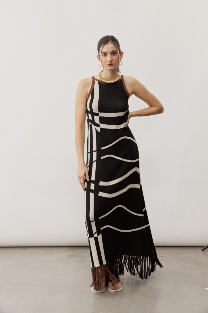 Vestido Ola NEGRO Y CRUDO