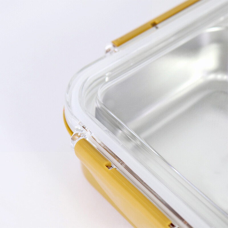 TUPPER INOX/MOSTAZA C/DIVISIONES 23X7X6CM Unica