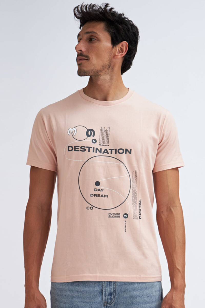 Camiseta manga corta estampada Rosa