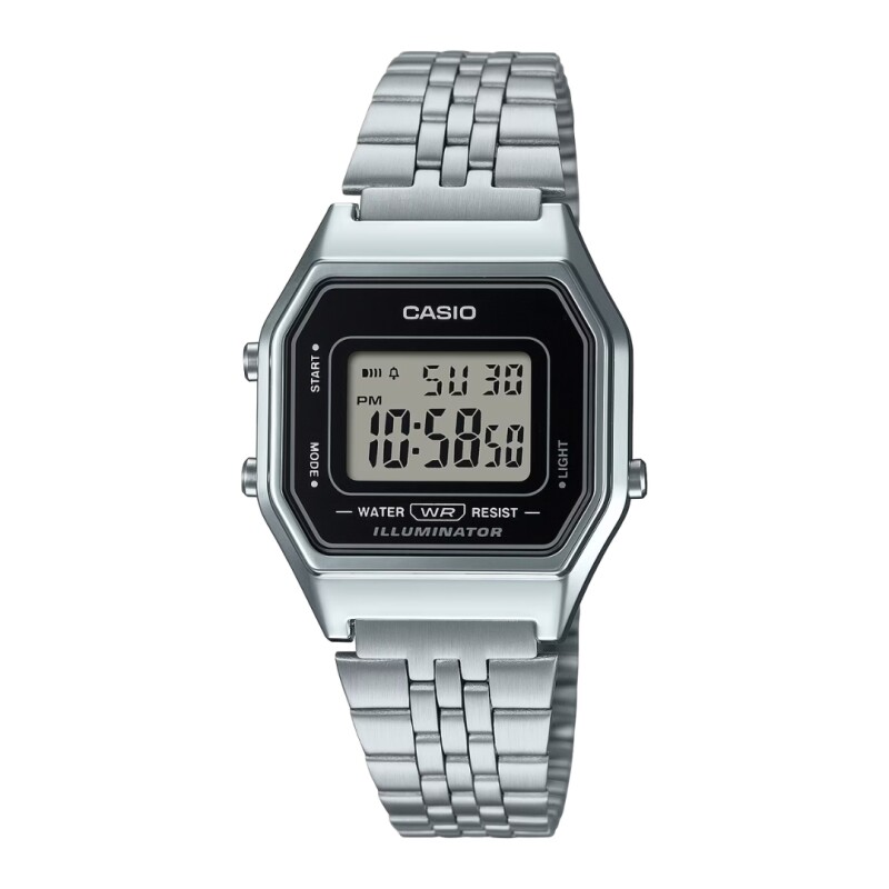 Reloj Casio Retro LA680WA 1DF Unisex con correa de acero Plateado