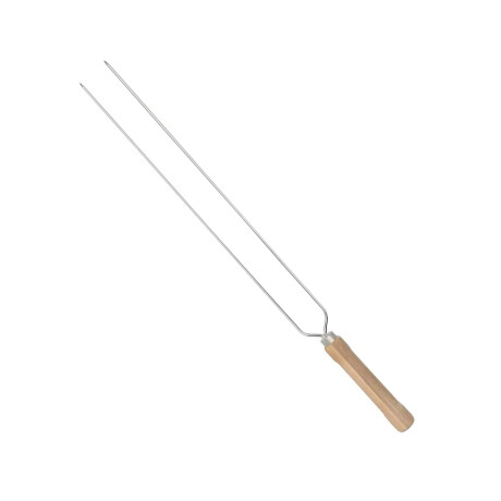 Espetón Doble 55cm P/Chorizos Carnes Acero Cromado Reforzado Plateado
