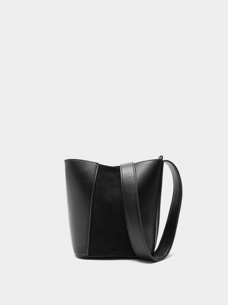 Bolso Bombonera Contraste De Texturas - negro 