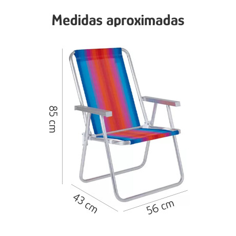 Set Silla Playa Alum 120Kg + Mesa Lateral Divisiones Mor Celeste/naranja