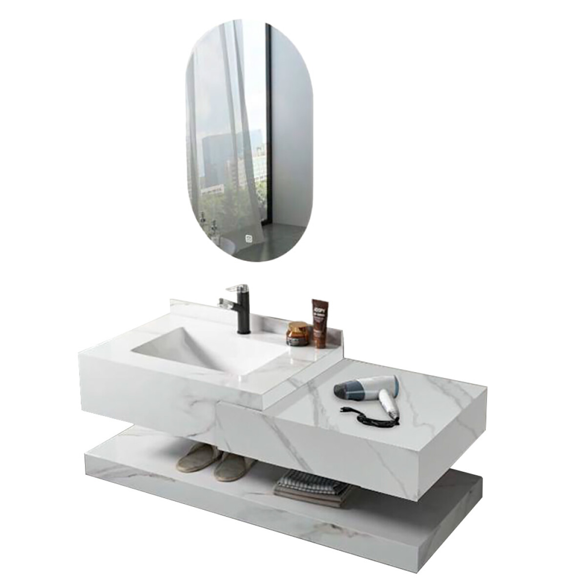 Conjunto De Baño Habitare Modelo Sym1026-120 / Mueble + Bacha + Espejo Con Luz 
