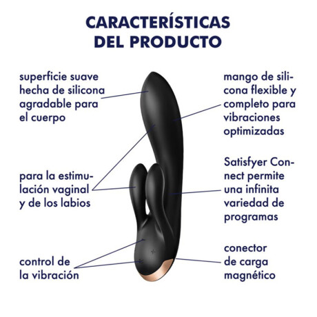 Satisfyer Double Flex Vibrador Bluetooth App Negro Satisfyer Double Flex Vibrador Bluetooth App Negro