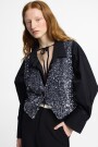VEST DE LENTEJUELAS CON BOTON Plata