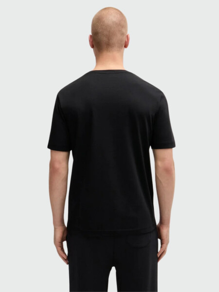 BOSS Camiseta de Algodón Interlock con Arte Estacional Negro