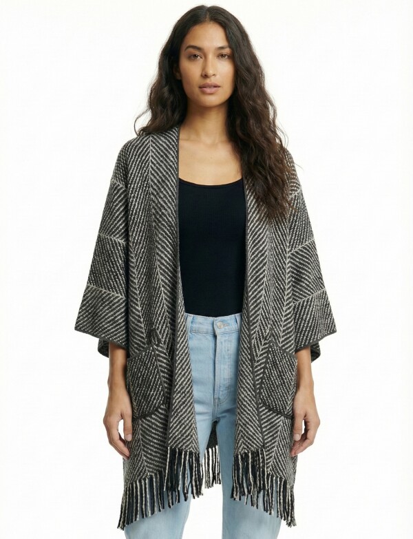 Kimono Herringbone NEGRO/GRIS