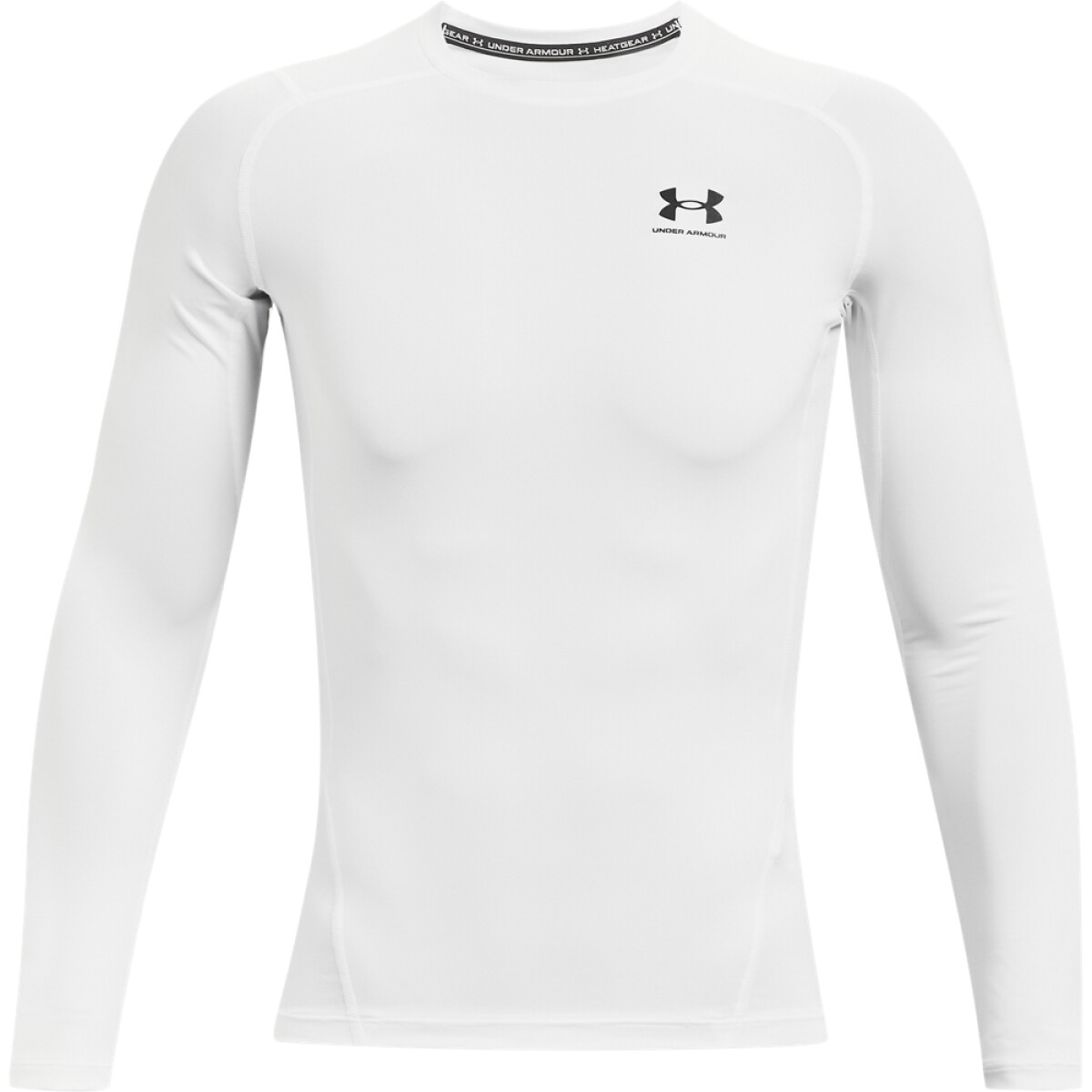 UA HG Armour Comp LS-WHT - BLK-001 