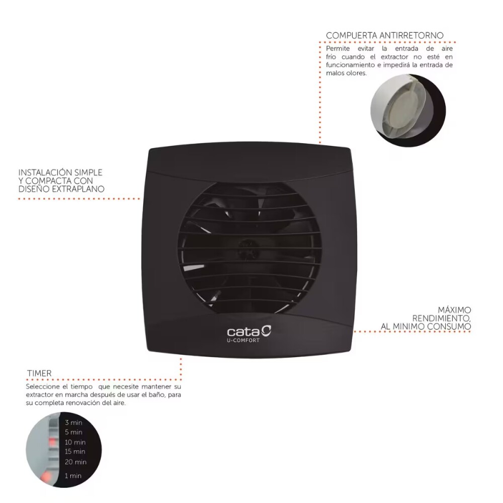 Extractor de baño UC-10 std Black (100mm) Extractor De Baño Uc-10 Std Black (100mm)