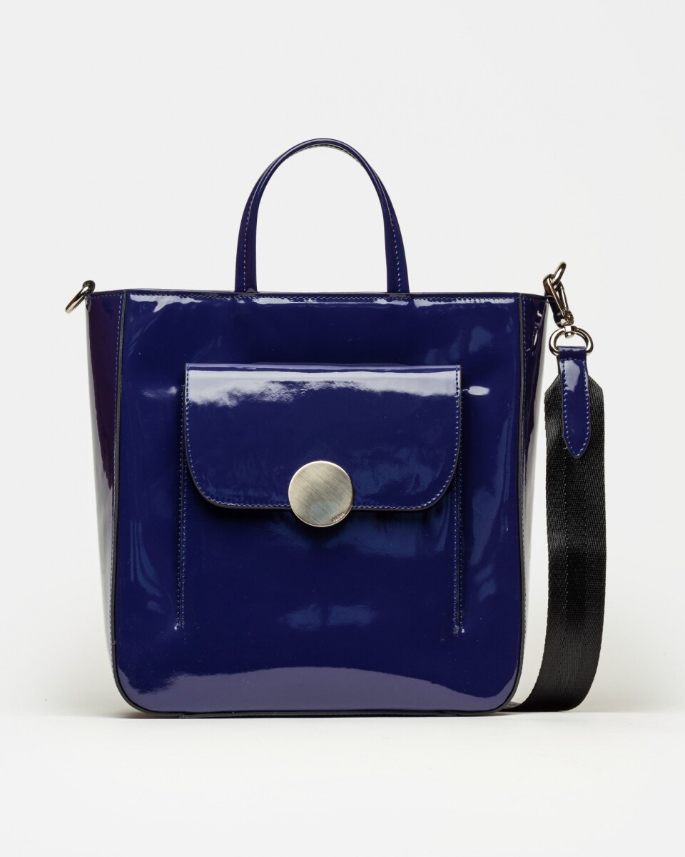 Shopper The Circle En Cuero Graneado Charol - Azul 