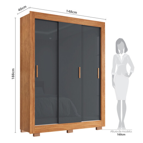 Ropero Lucca 148 cm 3 Puertas Corredizas Ropero Lucca 148 cm 3 Puertas Corredizas