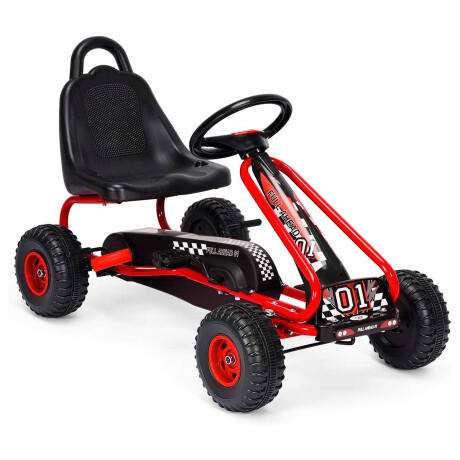 Kart Auto A Pedal Ruedas De Goma Y Freno 3-8 Años Rojo