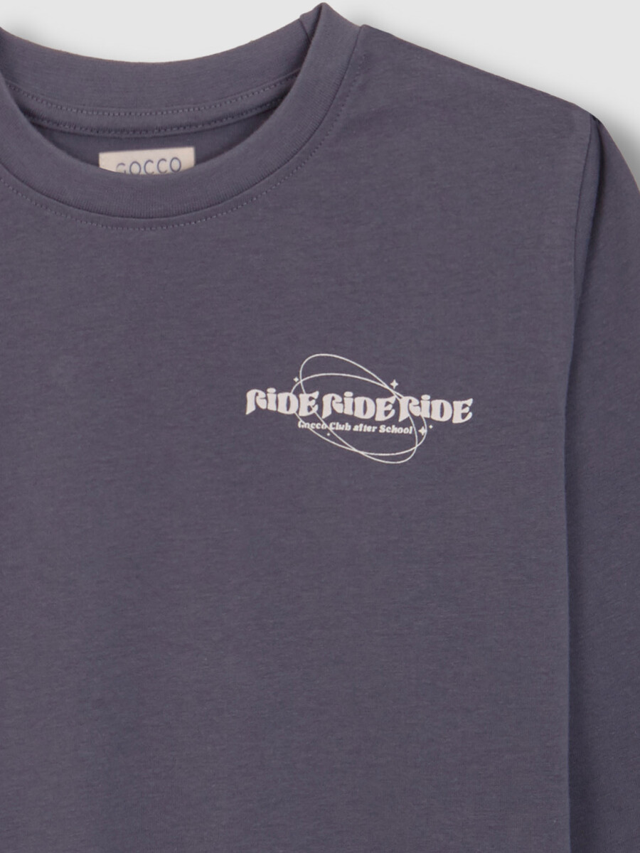 Camiseta Print Ride Gris Azulado