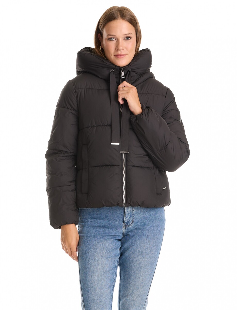 Campera Puffer Capucha - Negro 