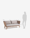 Sofá Belleny 3 plazas cuerda beige y madera maciza de acacia 176 Sofá Belleny 3 plazas cuerda beige y madera maciza de acacia 176