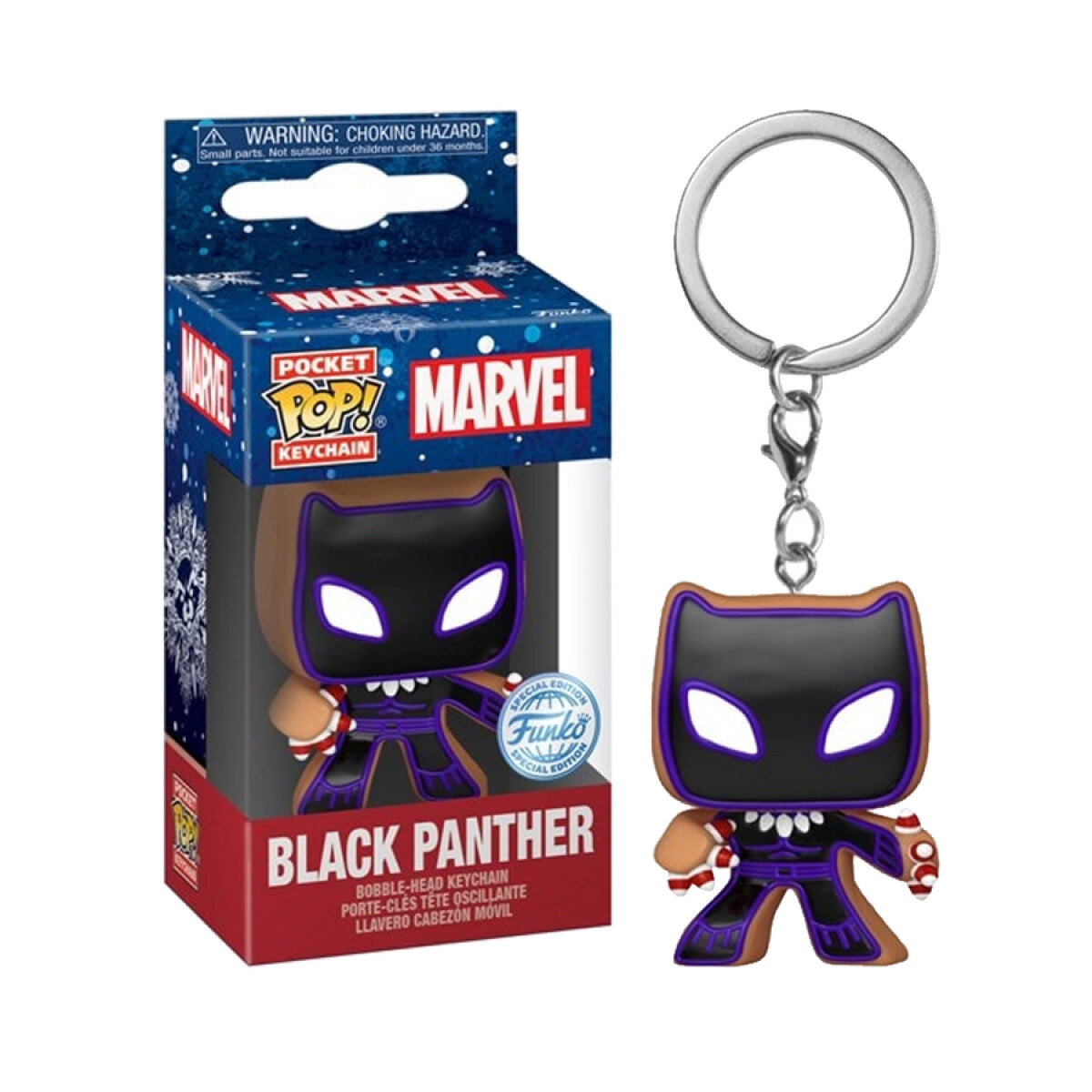 Pocket Pop! Keychain - Marvel - Black Panter Navideño de Jengibre [Exclusivo] 
