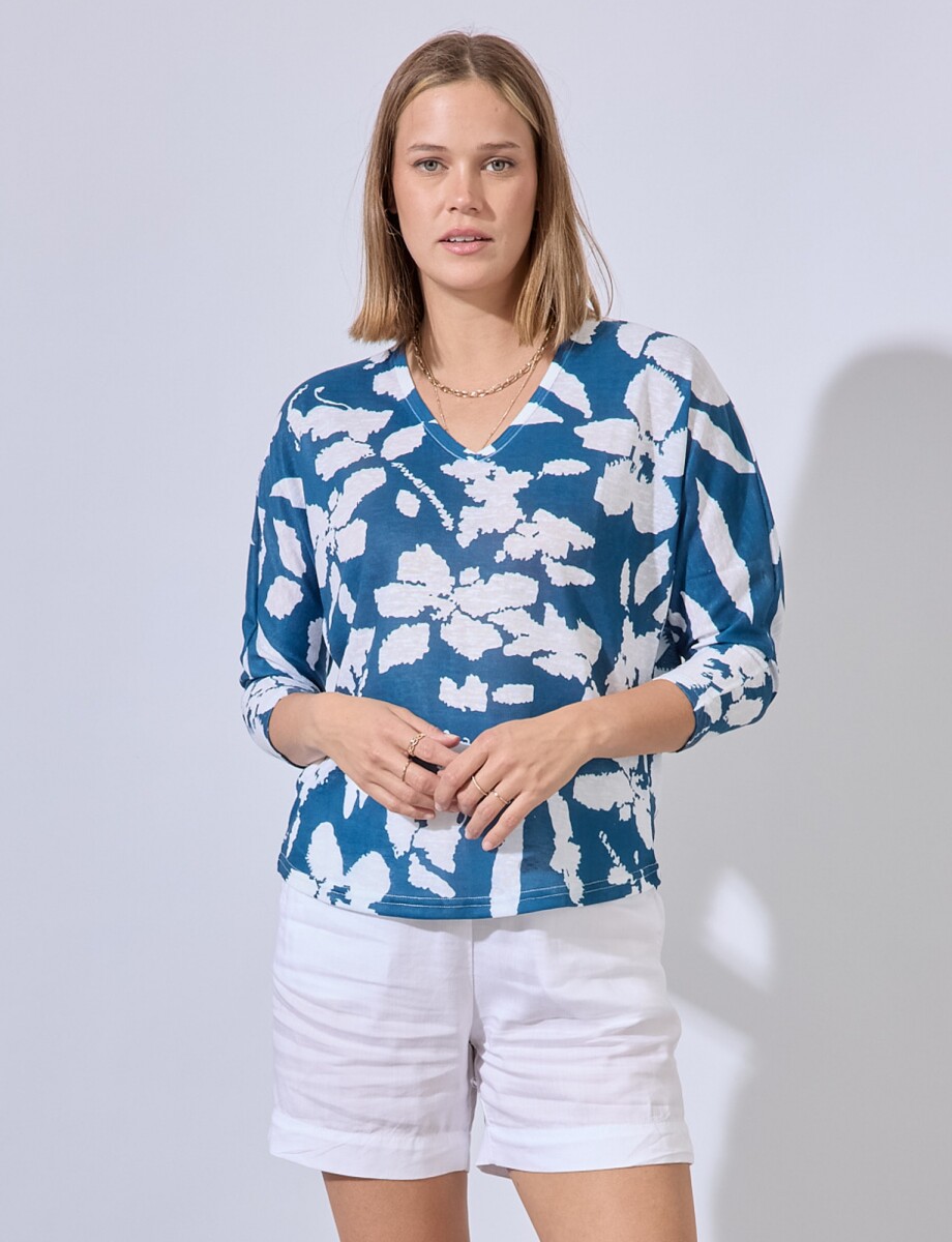 Blusa Tejido Printed - Petroleo 