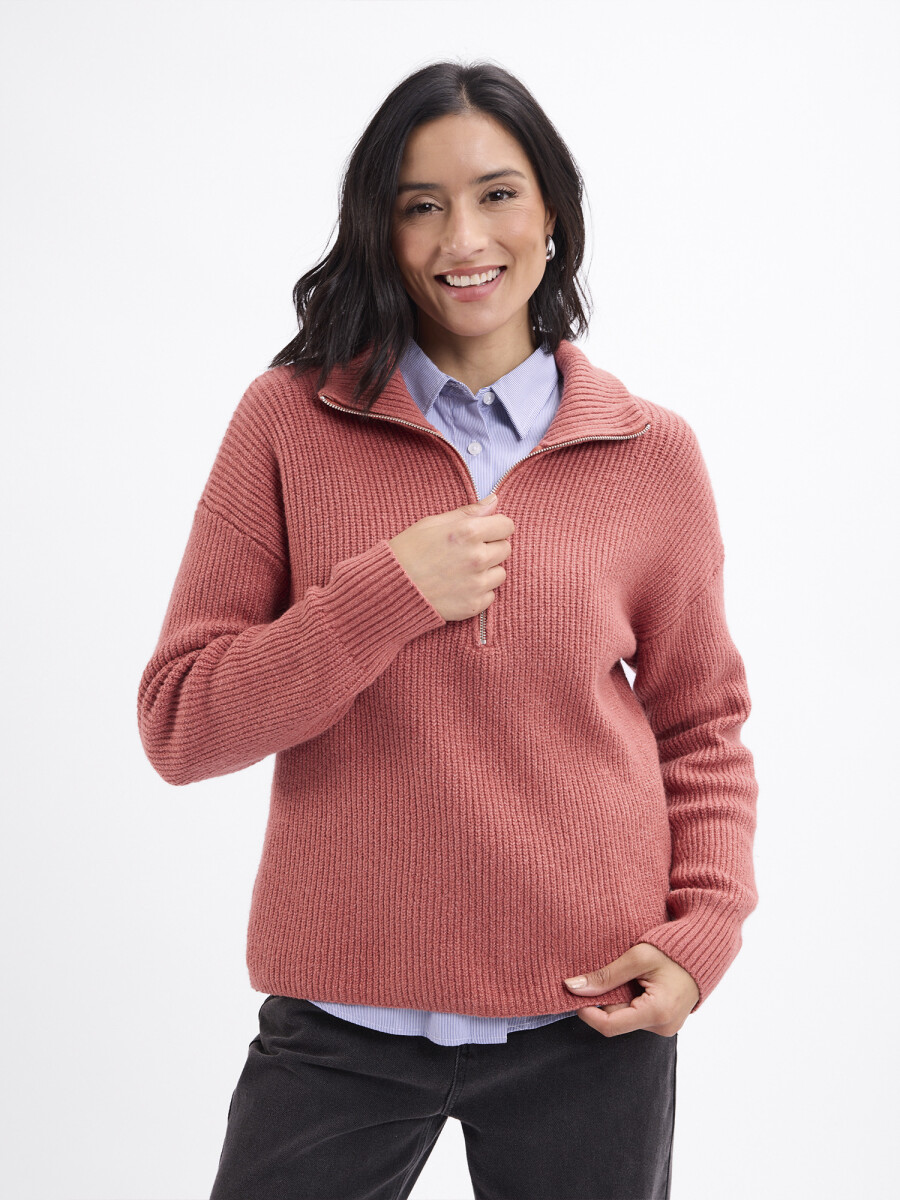 Buzo medio cierre Aurora - ladrillo 