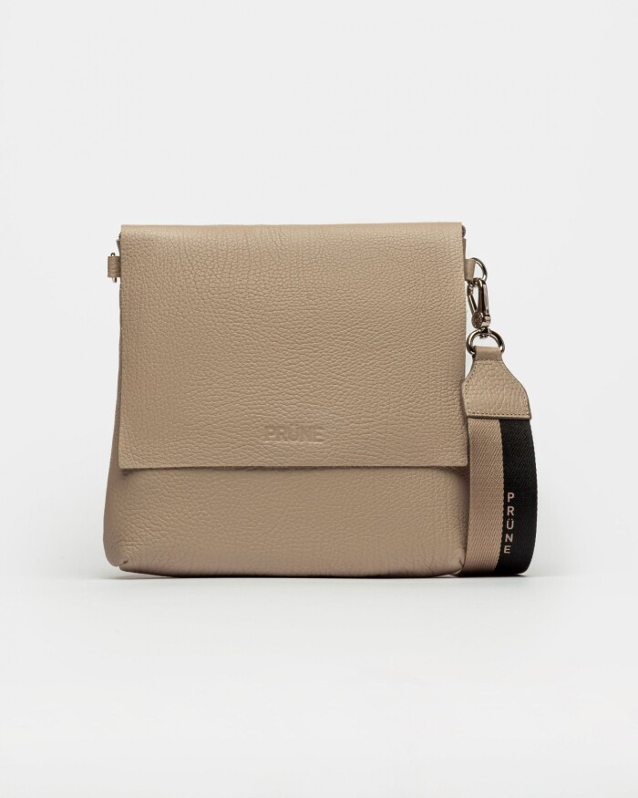 Bandolera Olivia En Cuero Graneado Taupe