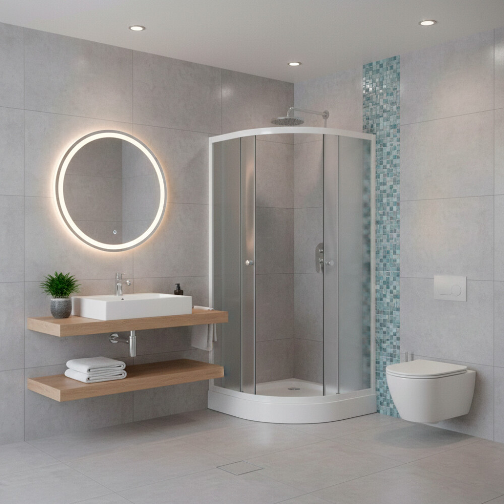 CABINA DE DUCHA CURVA 80X80 CM CON BASE Cabina De Ducha Curva 80x80 Cm Con Base